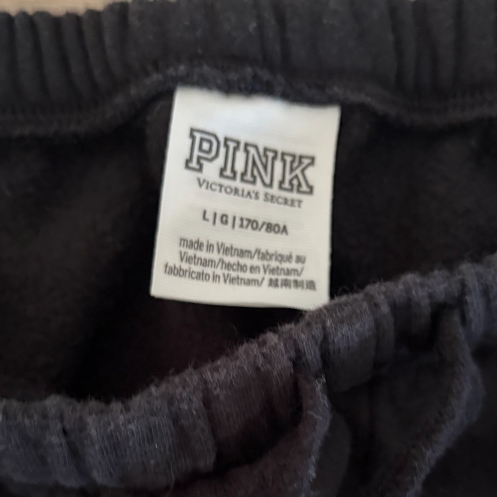 PINK Victoria’s Secret Black Joggers – Graphic Logo Sweatpants – Size L - Picture 6 of 6